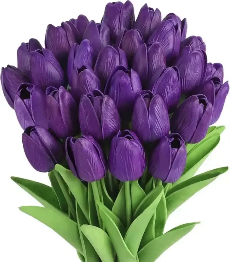 10Pcs Purple Artificial Flower Realistic Touch Tulip (USA Express Delivery)