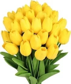 10Pcs Yellow Artificial Flower Realistic Touch Tulip (USA Express Delivery)