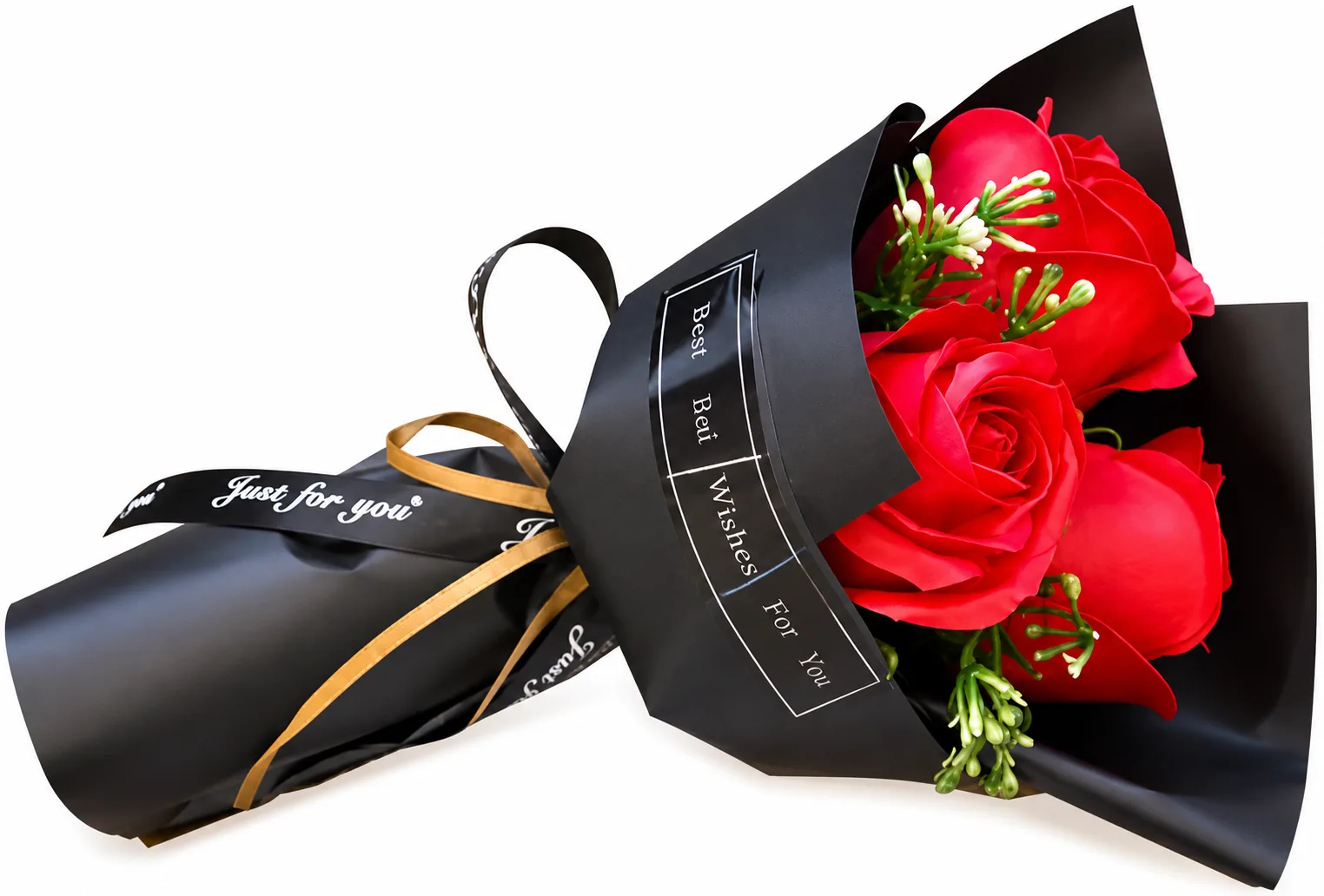 3 Heads Red Artificial Rose Flower( Usa Express )