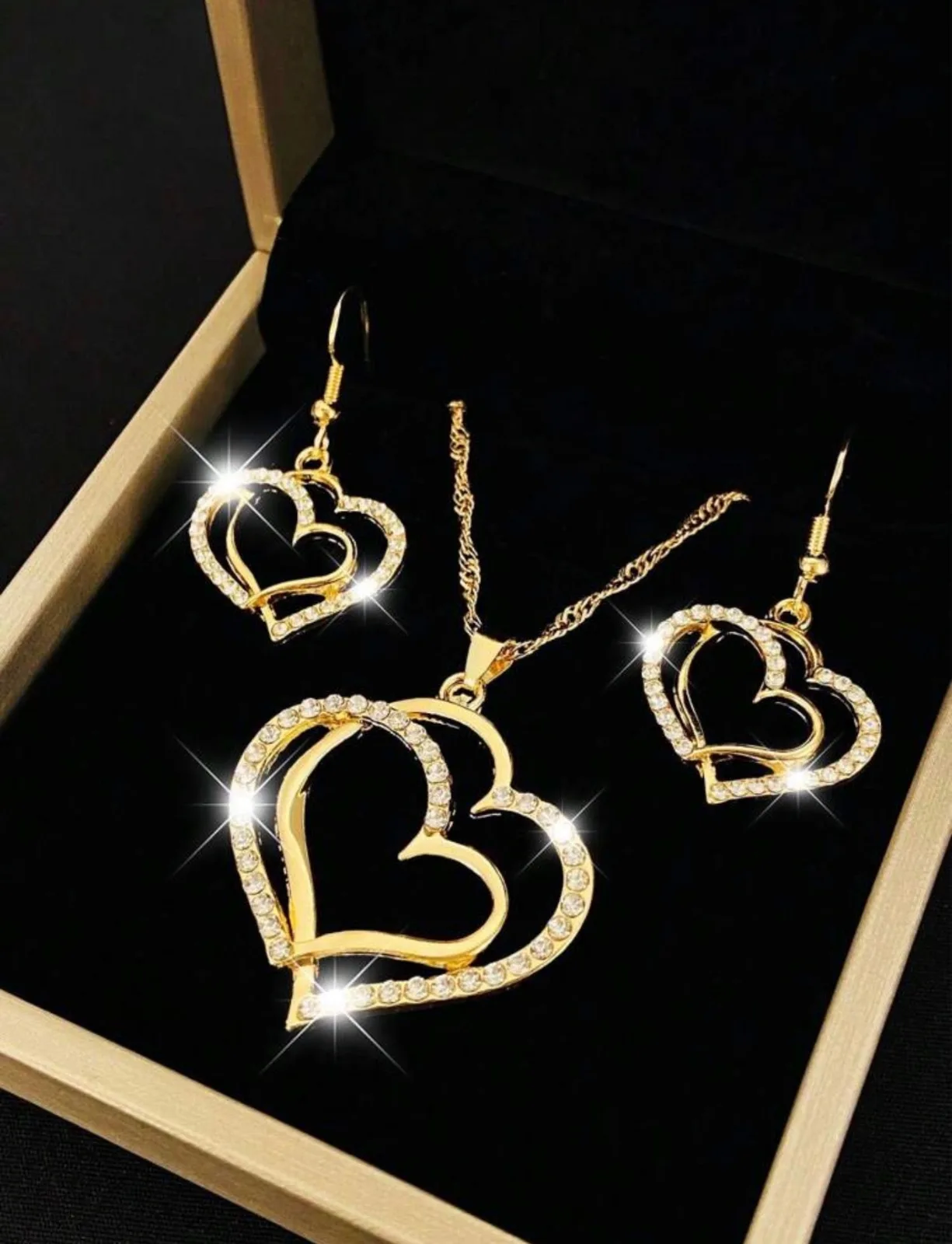 3pcs Cubic Zirconia Heart Shaped Jewelry Set, Elegant Necklace, Fashion Accessories For Women