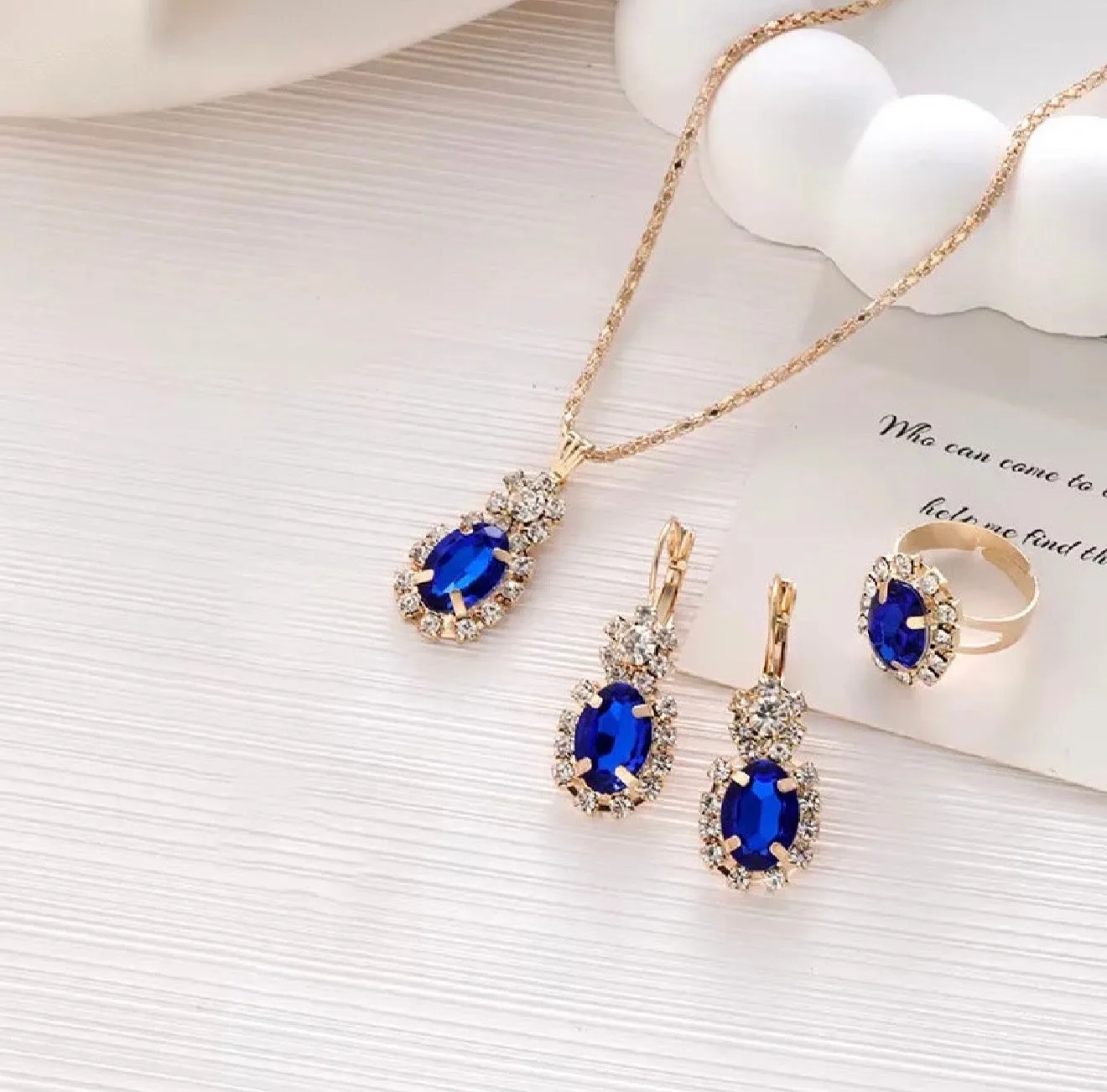 3Pcs Oval Cut Cubic Zirconia Jewelry Set Gift for Her ( Standard Delivery )
