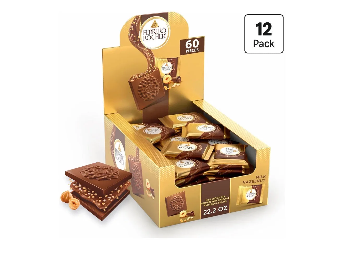Chocolate box of individually wrapped hazelnut milk chocolate (express Delivery Usa )