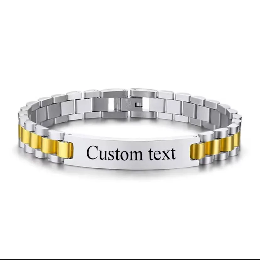 Customized Text Men Stainless Steel Bracelet ( Standard Delivery )
