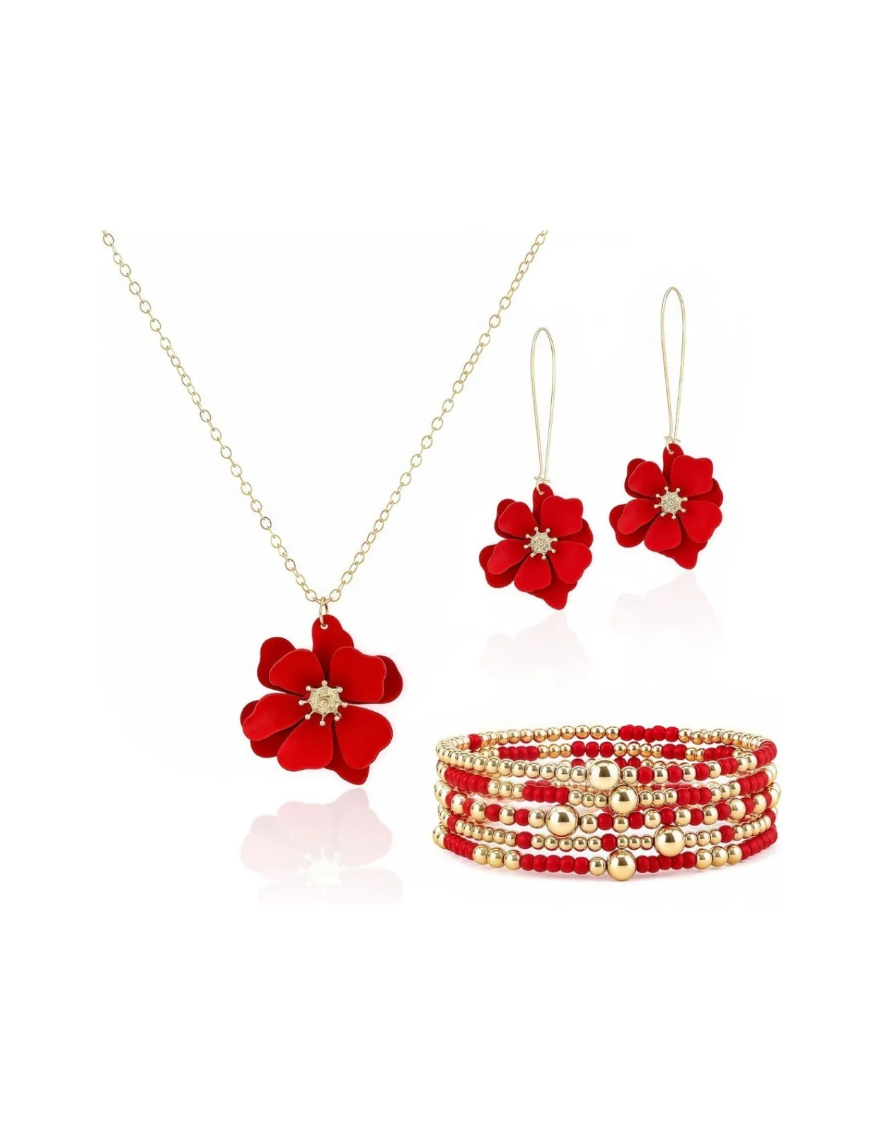 Daisy Flower Jewelry 3D Matte Earrings Necklace Bracelets Women ( Usa Express )