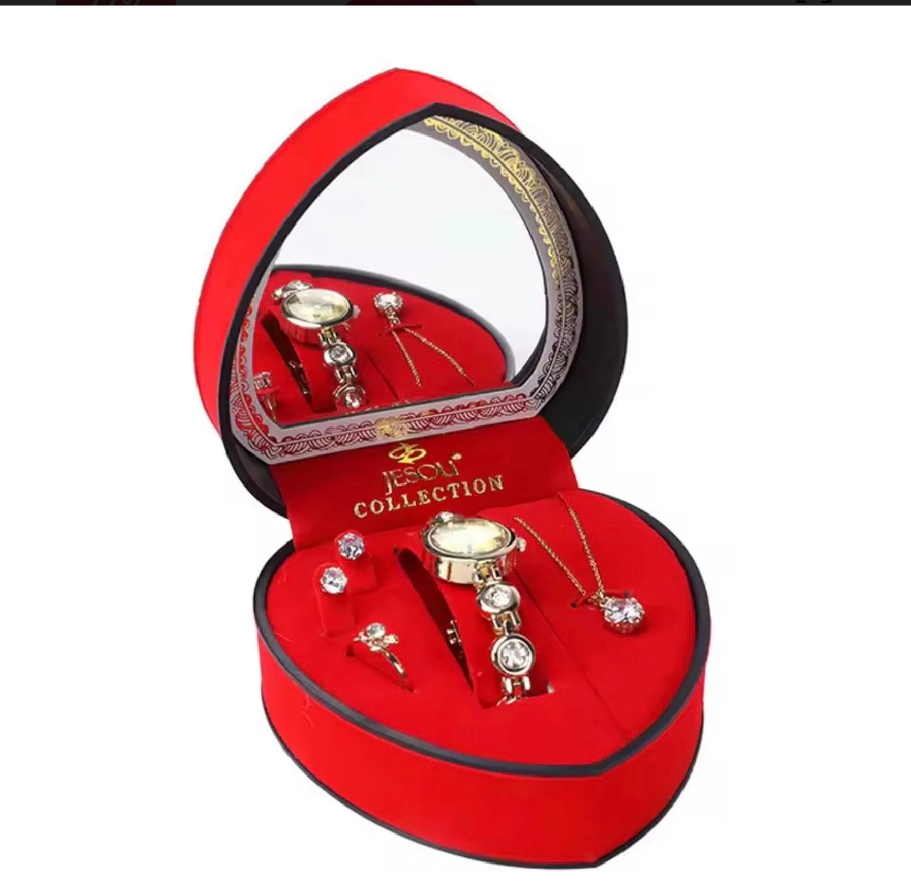 Gift Set Women's Watch gold- jewelry Set- Necklace-Ring- Earrings