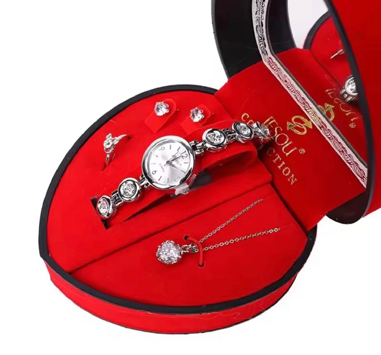 Gift Set Women's Watch gold- jewelry Set- Necklace-Ring- Earrings