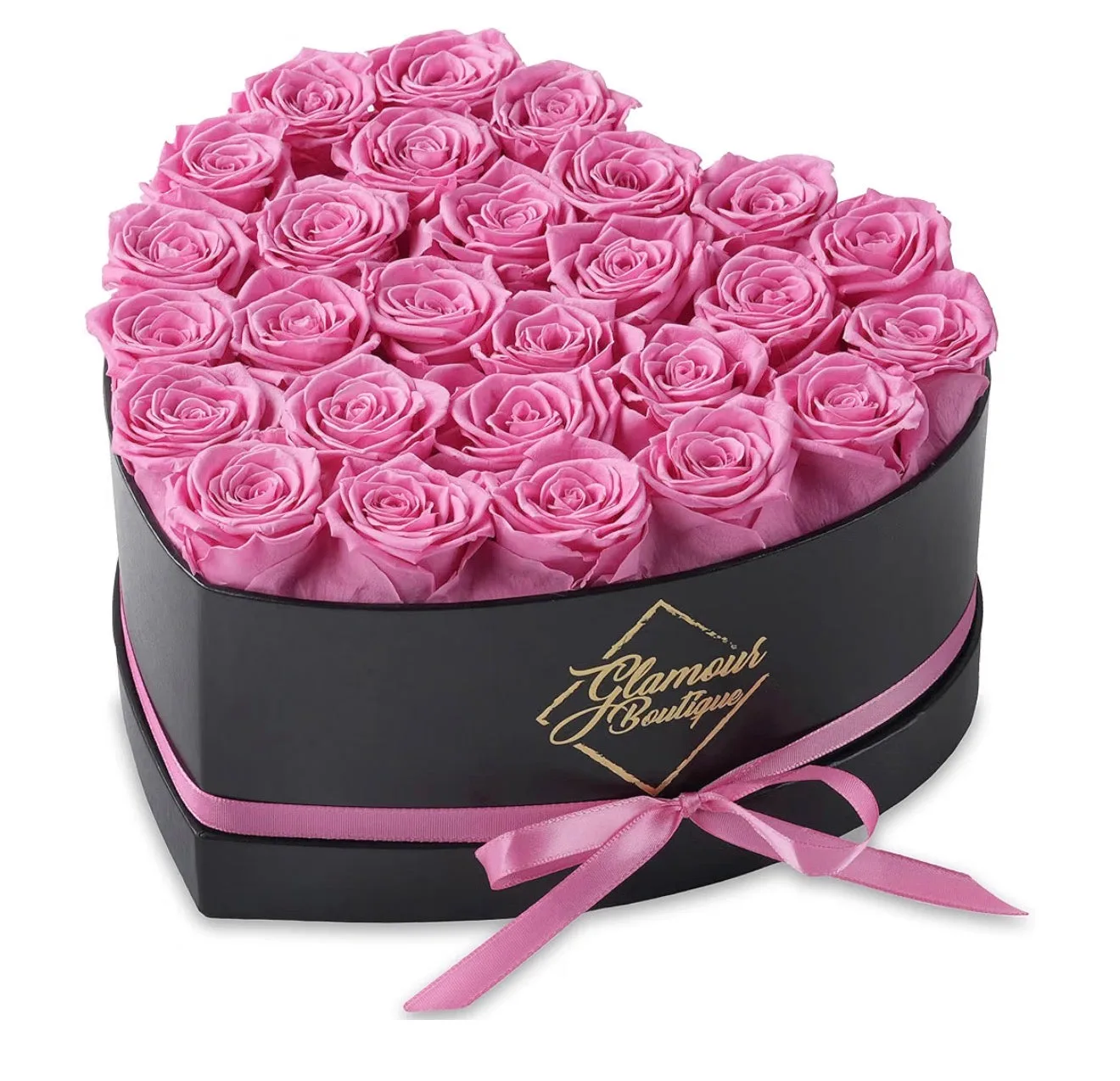 Preserved Flowers, 27 Forever Pink Roses in Heart Gift Box( Usa Express )