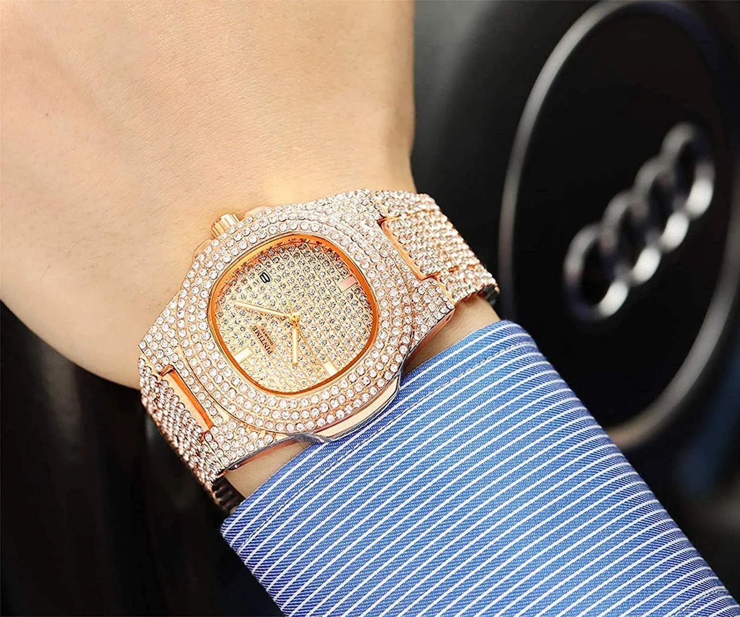 Unisex Full Bling Iced-Out Cuban Watc( Usa Express )