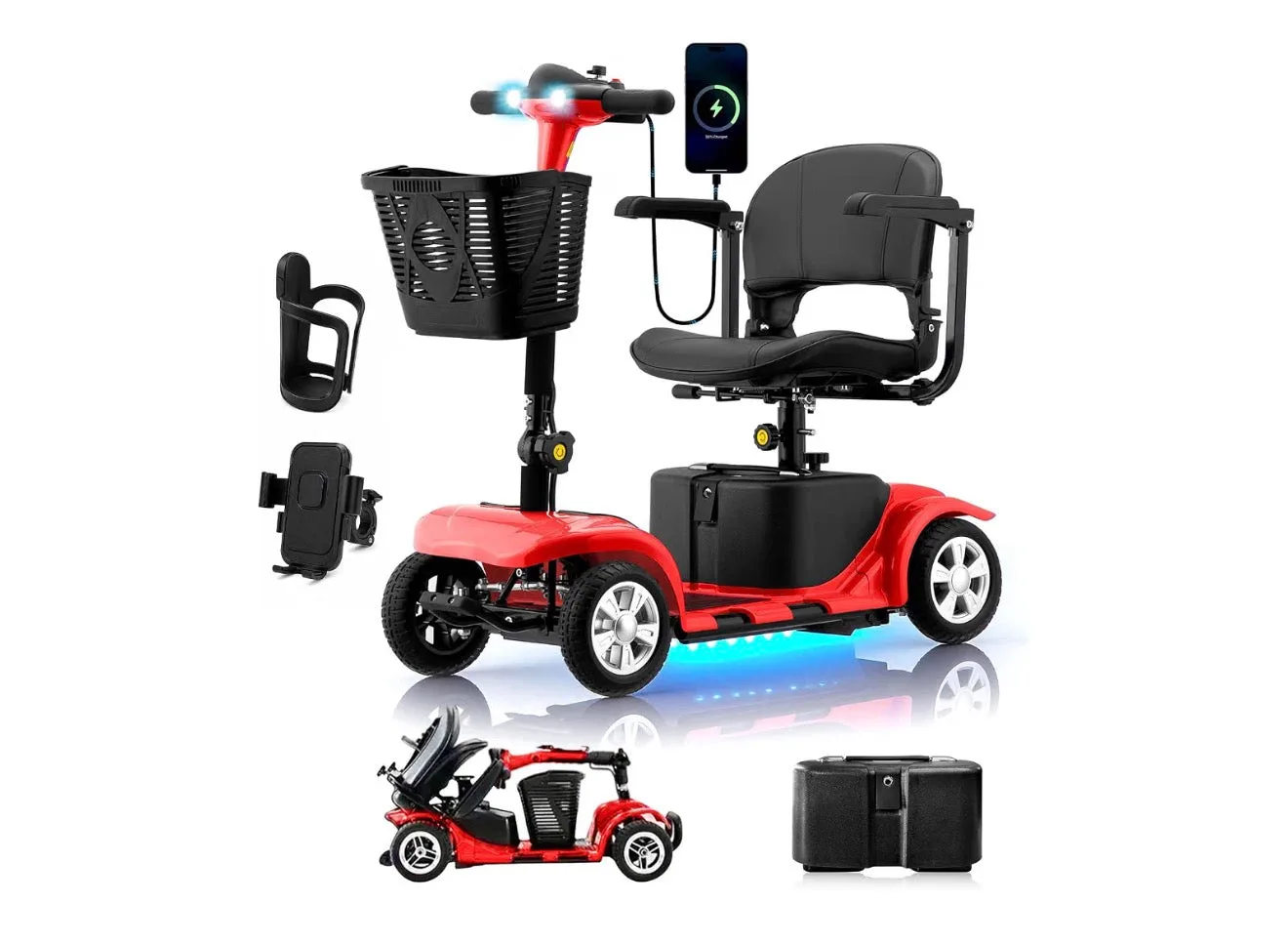 Mobility Scooter for Adults & Senior, Foldable 4 Wheels Electric Scooter(USA Express Delivery)