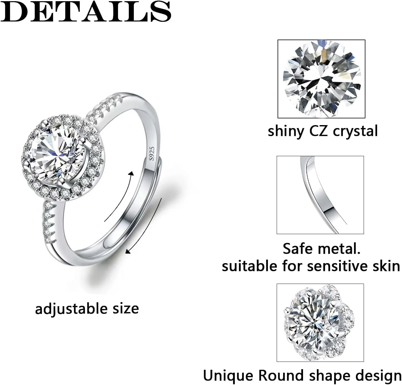 Moissanite Adjustable Engagement Ring ( Usa Express )