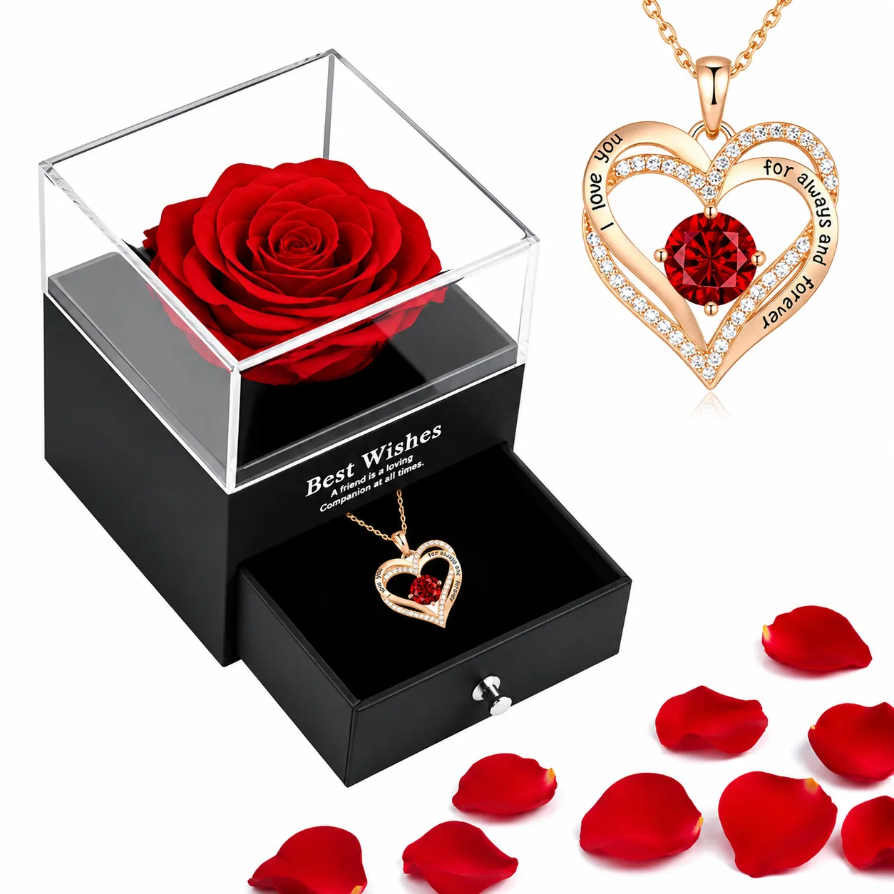 Necklaces with Rose Flower Gift Box for Women ( Standard Delivery)