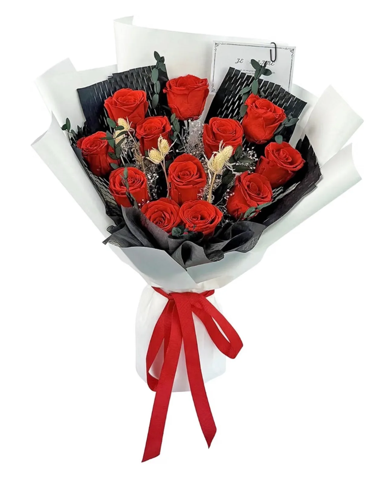 Preserved Flower for Delivery Forever Roses Bouquet(Red,12 Roses)( Usa Express )