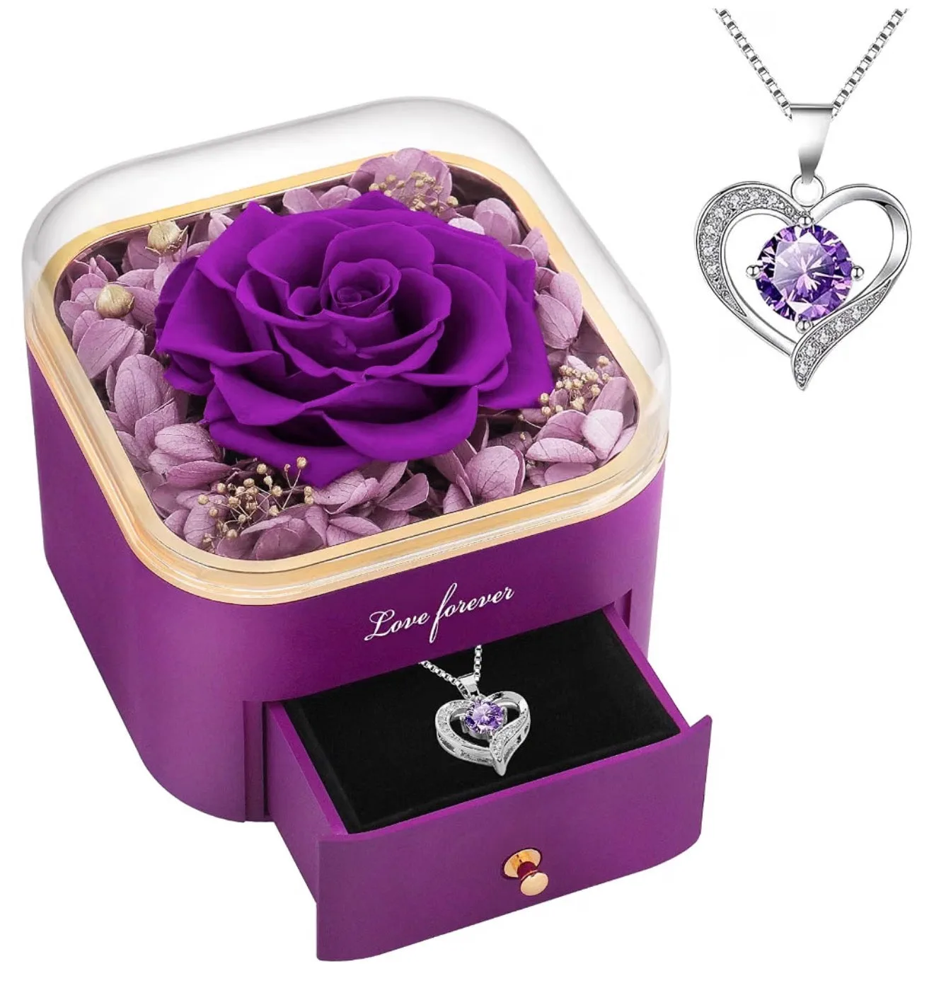 Preserved Real Rose with Red Necklace Eternal Roses Forever Flowers for Delivery ( Standard Delivery)