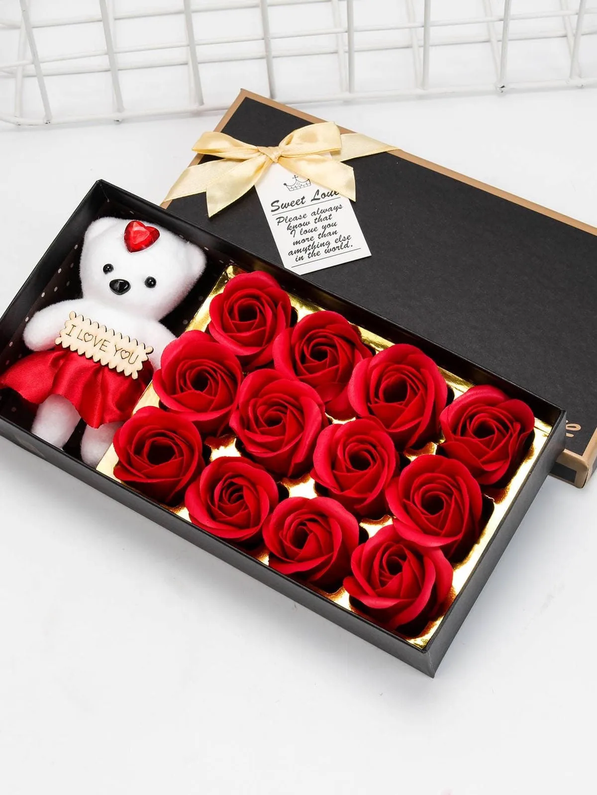 Rose Soap Flower Heart-Shaped Gift Box