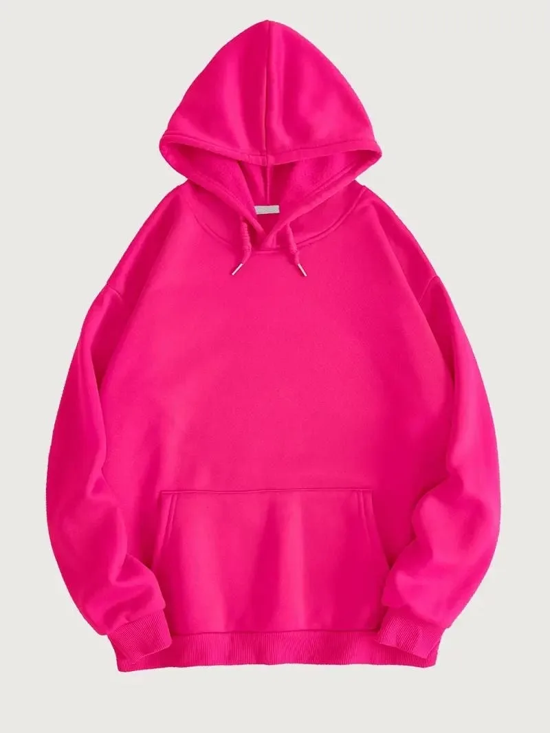 Solid Hoodie Pocket Long Sleeve Casual Sweatshirt