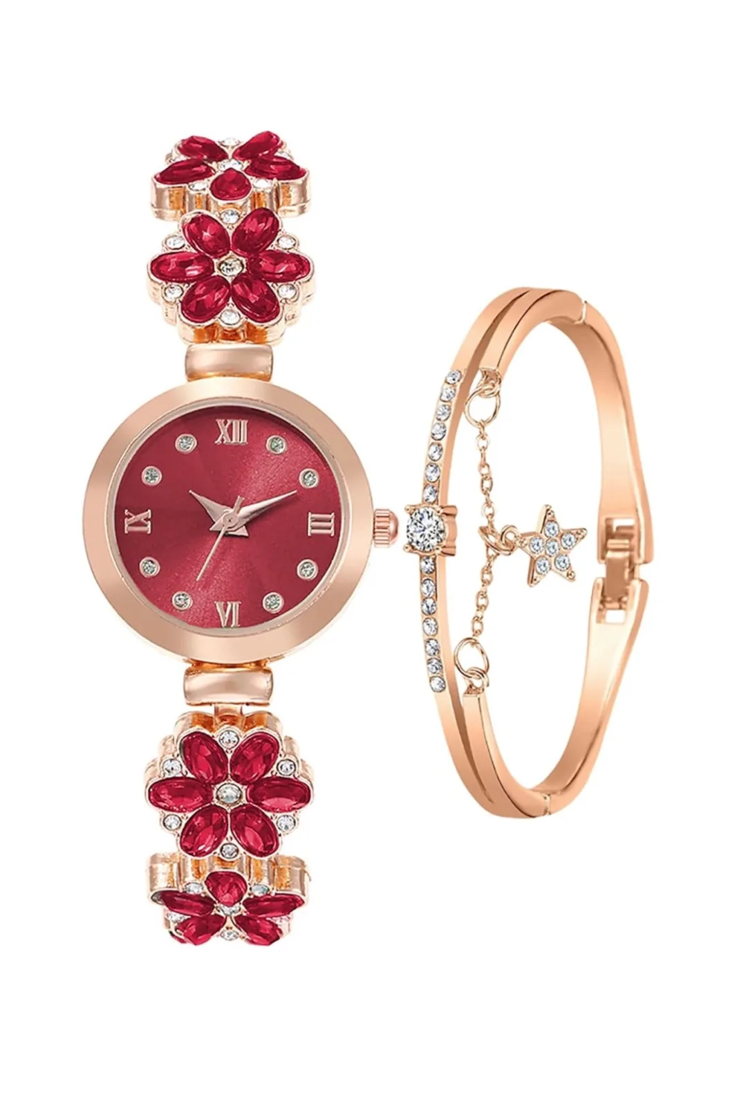 Women's Bracelet Watch Fashion Item Waterproof Quartz Flower Shaped Watch