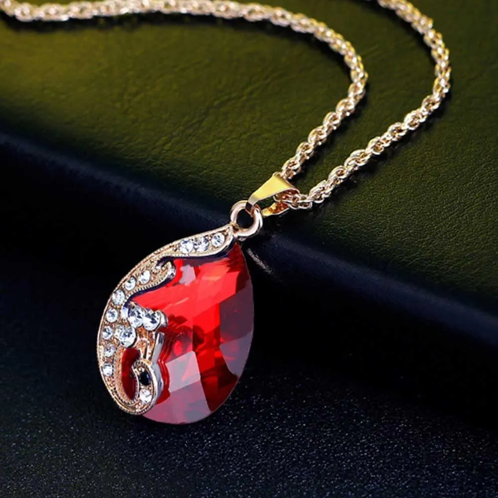 Teardrop Crystal Jewelry Set (Red) ( Usa Express )