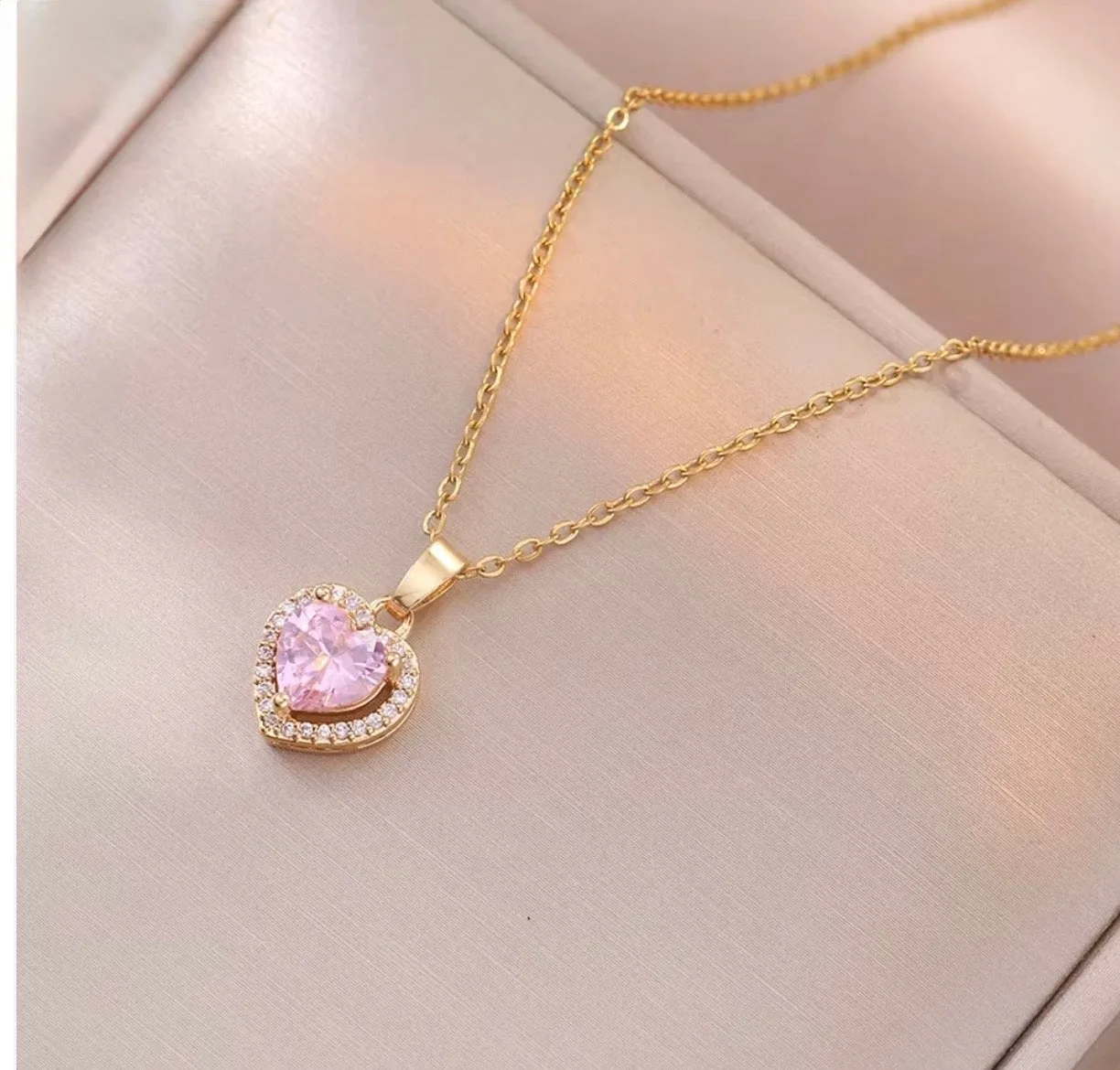 Pink Heart-Shaped Necklace for Women ( Standard Delivery )