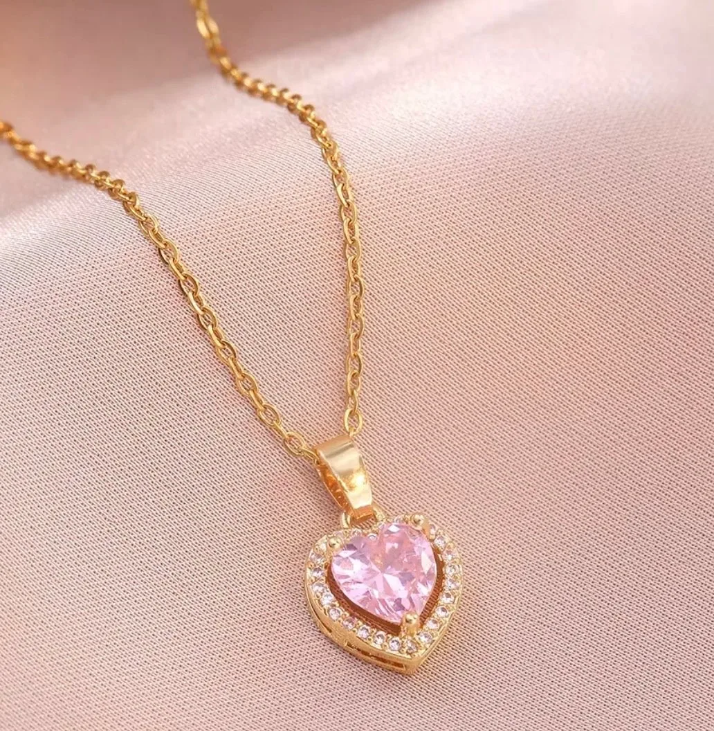 Pink Heart-Shaped Necklace for Women ( Standard Delivery )